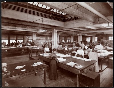 Women working on patterns at McCall